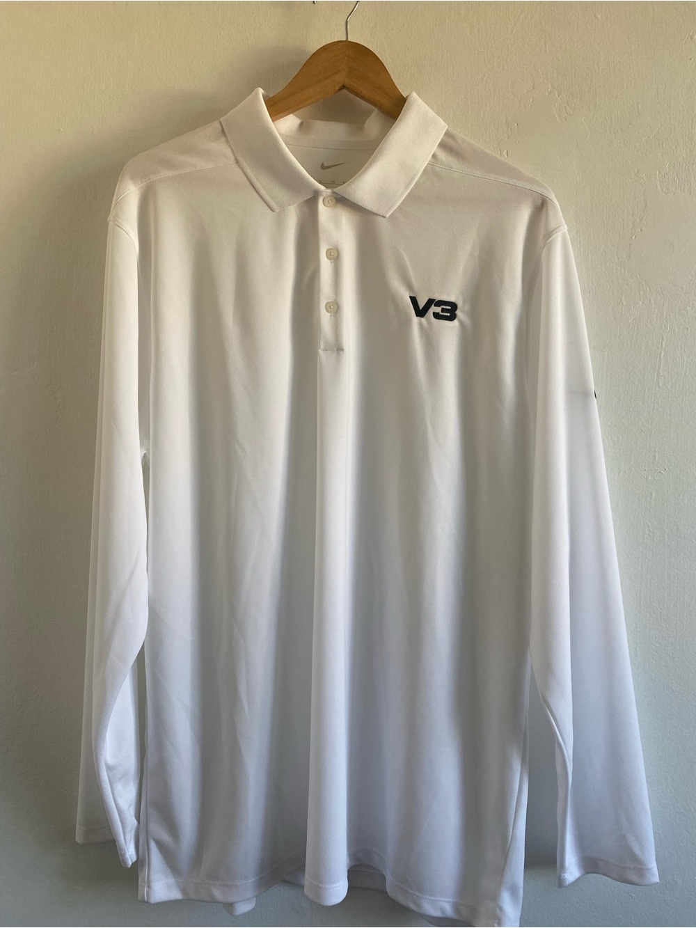 NWT Nike Golf V3 Polo Long Sleeve Shirt Size XL White Athletic